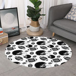 Black And White American Football Print Round Rug
