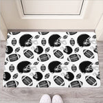 Black And White American Football Print Rubber Doormat