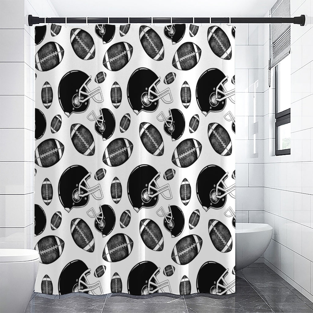 Black And White American Football Print Shower Curtain