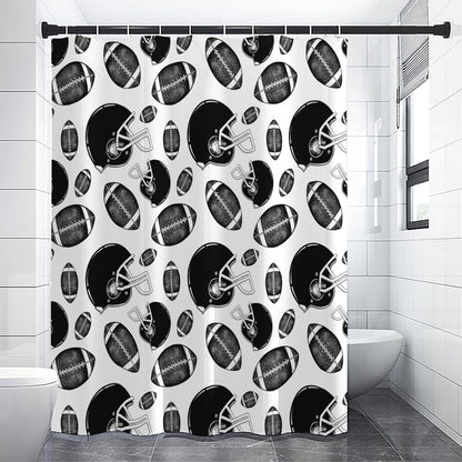 Black And White American Football Print Shower Curtain