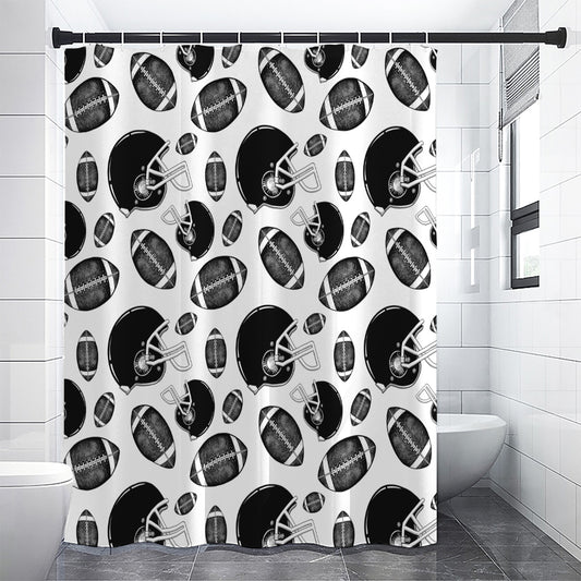 Black And White American Football Print Shower Curtain