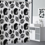 Black And White American Football Print Shower Curtain