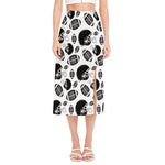 Black And White American Football Print Side Slit Midi Skirt