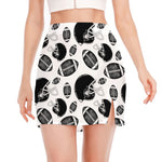 Black And White American Football Print Side Slit Mini Skirt