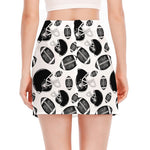 Black And White American Football Print Side Slit Mini Skirt