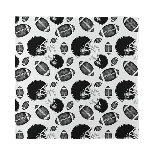 Black And White American Football Print Silk Bandana