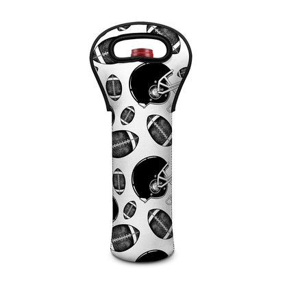 Black And White American Football Print Single Neoprene Wine Tote