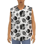 Black And White American Football Print Sleeveless Baseball Jersey