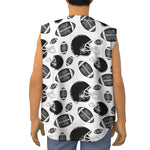 Black And White American Football Print Sleeveless Baseball Jersey