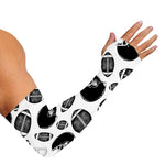 Black And White American Football Print Sun Protection Arm Sleeves