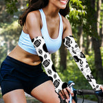 Black And White American Football Print Sun Protection Arm Sleeves