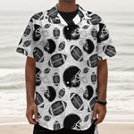 Black And White American Football Print Textured Short Sleeve Shirt