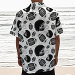 Black And White American Football Print Textured Short Sleeve Shirt