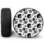 Black And White American Football Print Tire Cover