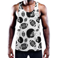 Black And White American Football Print Men's Workout Tank Top