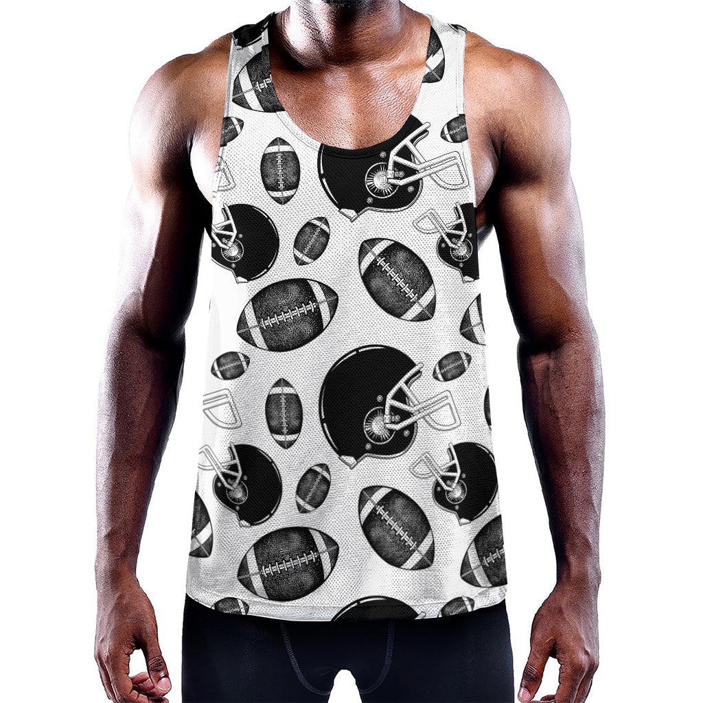 Black And White American Football Print Training Tank Top