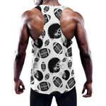 Black And White American Football Print Training Tank Top