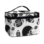 Black And White American Football Print Travel Makeup Bag