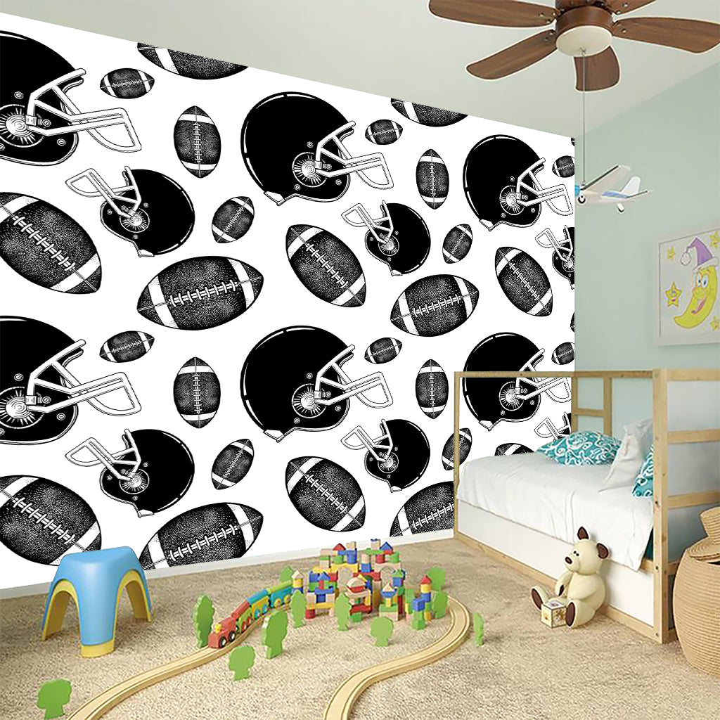 Black And White American Football Print Wall Sticker