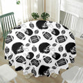 Black And White American Football Print Waterproof Round Tablecloth