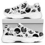 Black And White American Football Print White Chunky Shoes