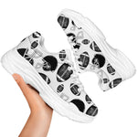 Black And White American Football Print White Chunky Shoes