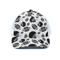 Black And White American Football Print White Mesh Trucker Hat