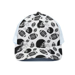 Black And White American Football Print White Mesh Trucker Cap