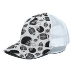 Black And White American Football Print White Mesh Trucker Cap