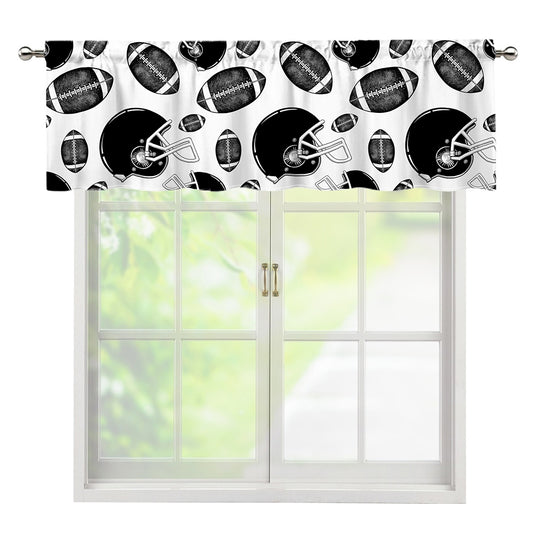 Black And White American Football Print Window Valance