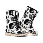 Black And White American Football Print Winter Boots
