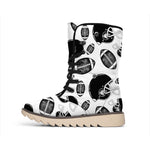 Black And White American Football Print Winter Boots
