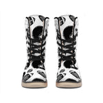 Black And White American Football Print Winter Boots