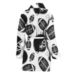 Black And White American Football Print Women's Bathrobe