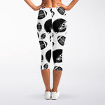 Black And White American Football Print Women's Capri Leggings