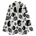 Black And White American Football Print Women's Cotton Blazer