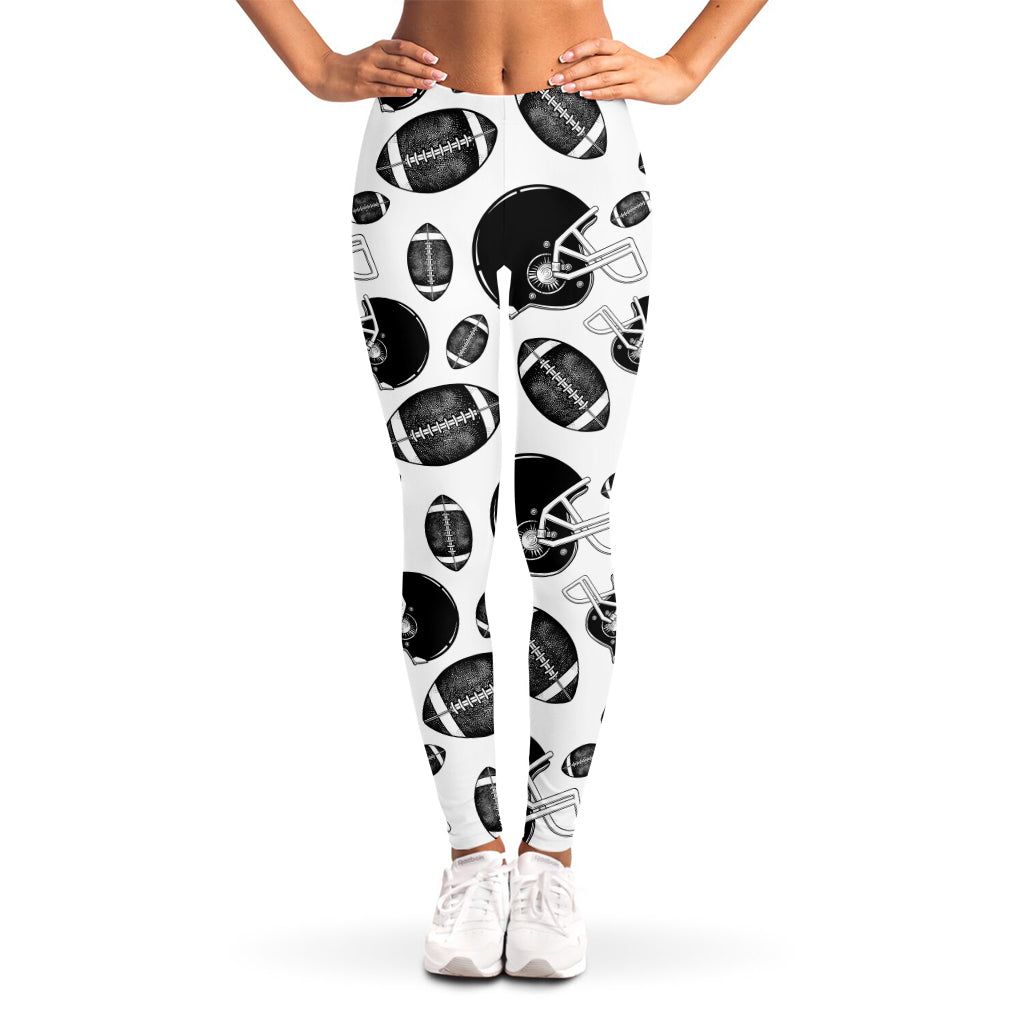 Black And White American Football Print Women's Leggings