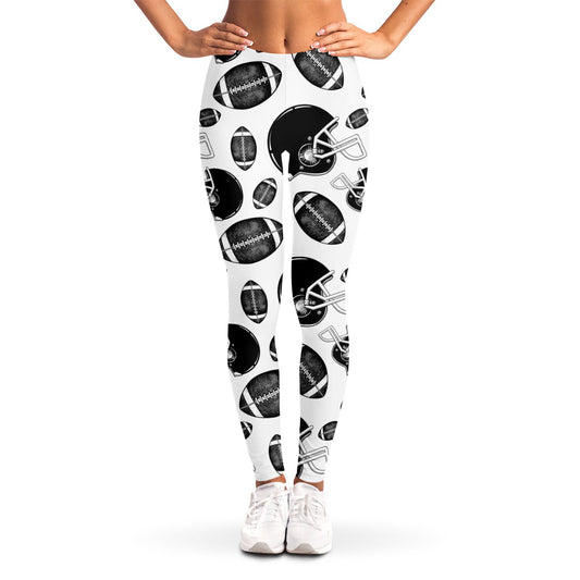 Black And White American Football Print Women's Leggings