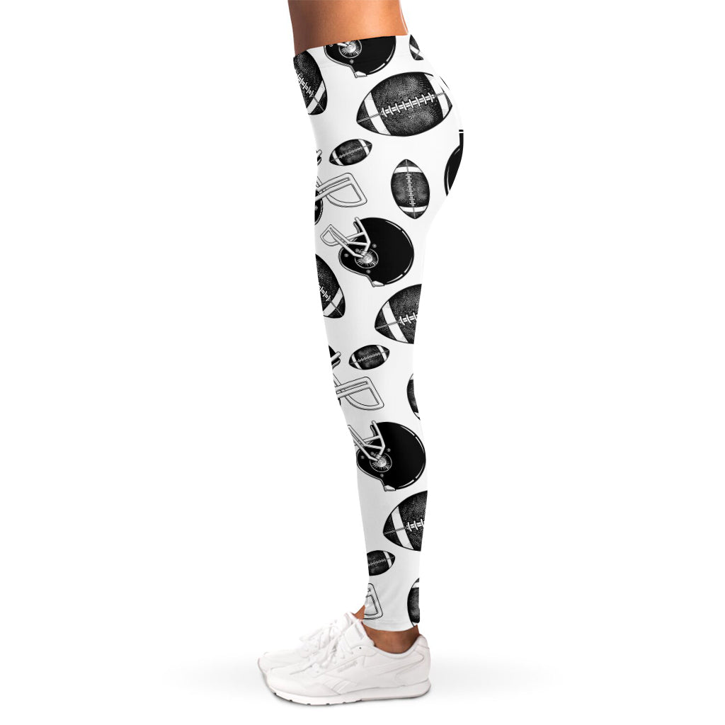 Black And White American Football Print Women's Leggings
