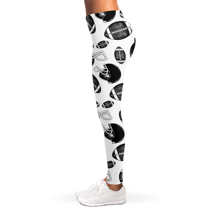 Black And White American Football Print Women's Leggings