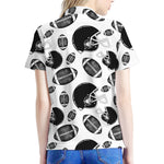 Black And White American Football Print Women's Polo Shirt