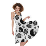 Black And White American Football Print Women's Sleeveless Dress