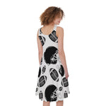 Black And White American Football Print Women's Sleeveless Dress