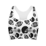 Black And White American Football Print Women's Sports Bra