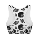 Black And White American Football Print Women's Sports Bra