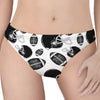 Black And White American Football Print Women's Thong