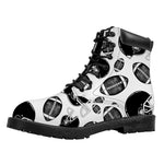 Black And White American Football Print Work Boots