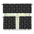 Black And White Anchor Pattern Print 3 Piece Kitchen Curtains