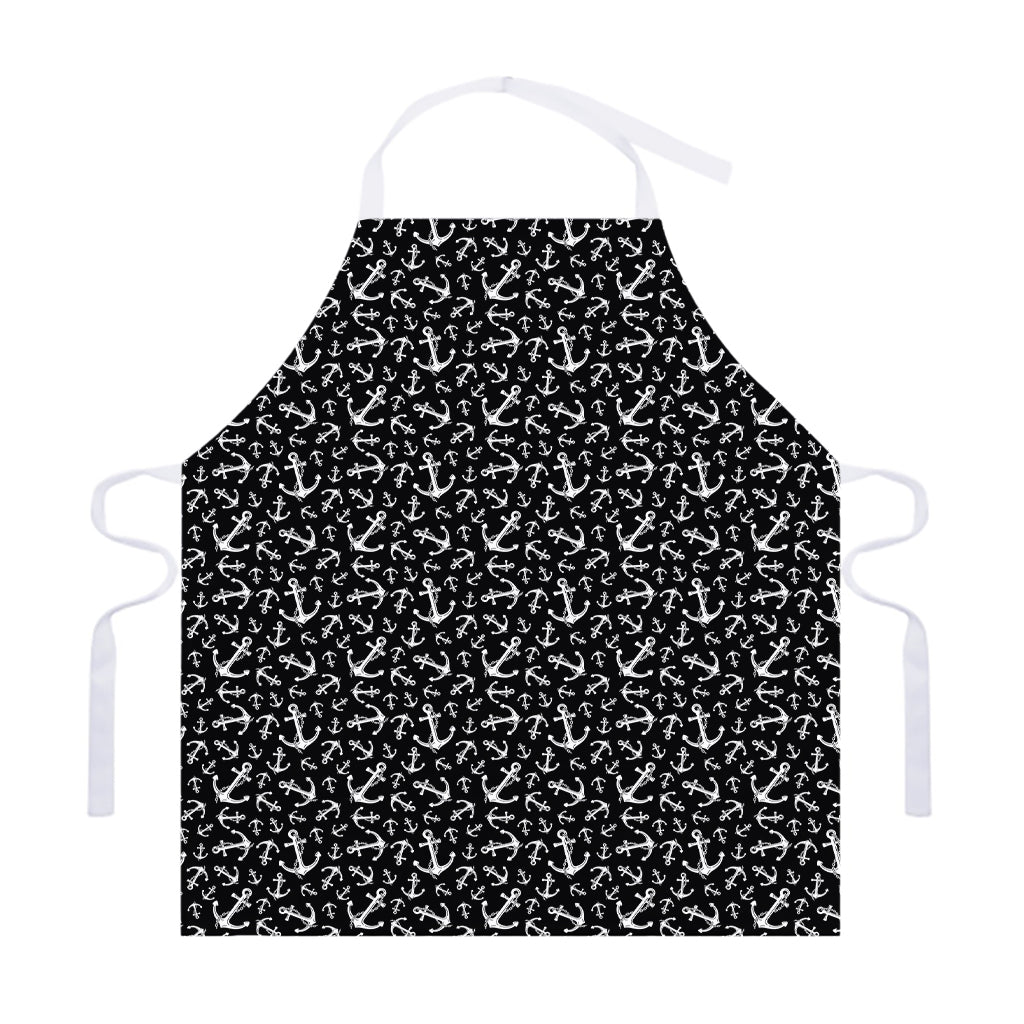 Black And White Anchor Pattern Print Adjustable Apron