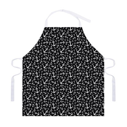 Black And White Anchor Pattern Print Adjustable Apron